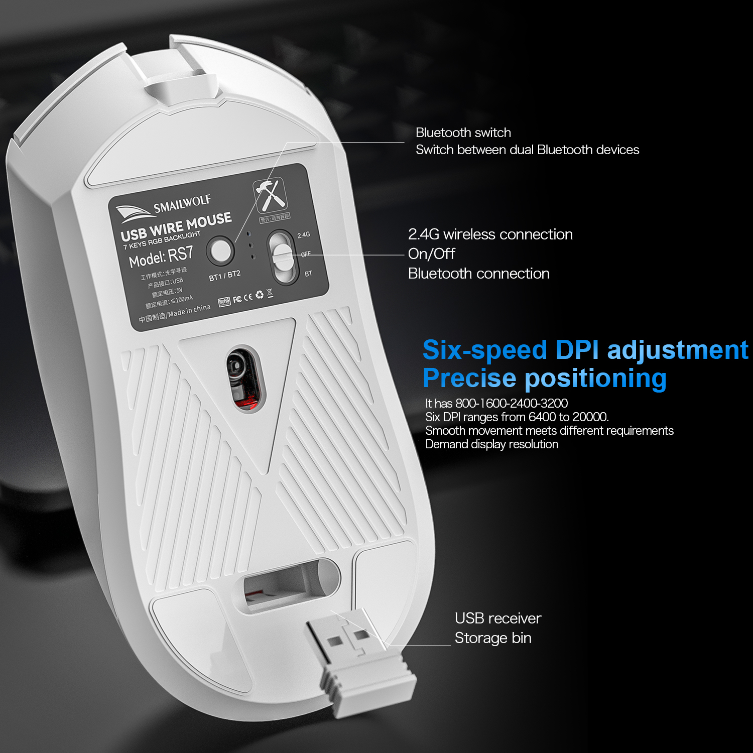 SMAILWOLF RS7 Bluetooth wirele - Esports Gaming Mouse Wireless のレビューと価格