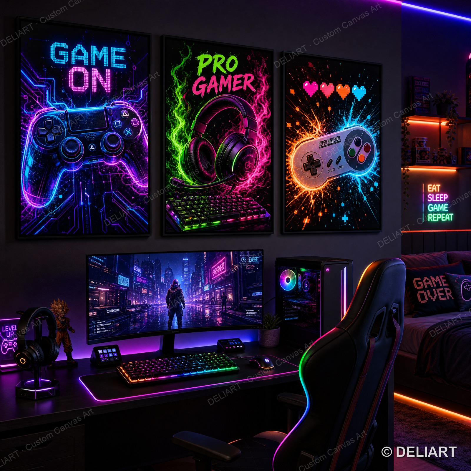 1 & 3 PCS Set Neon Gaming Post - Esports Gaming Pcs のレビューと価格