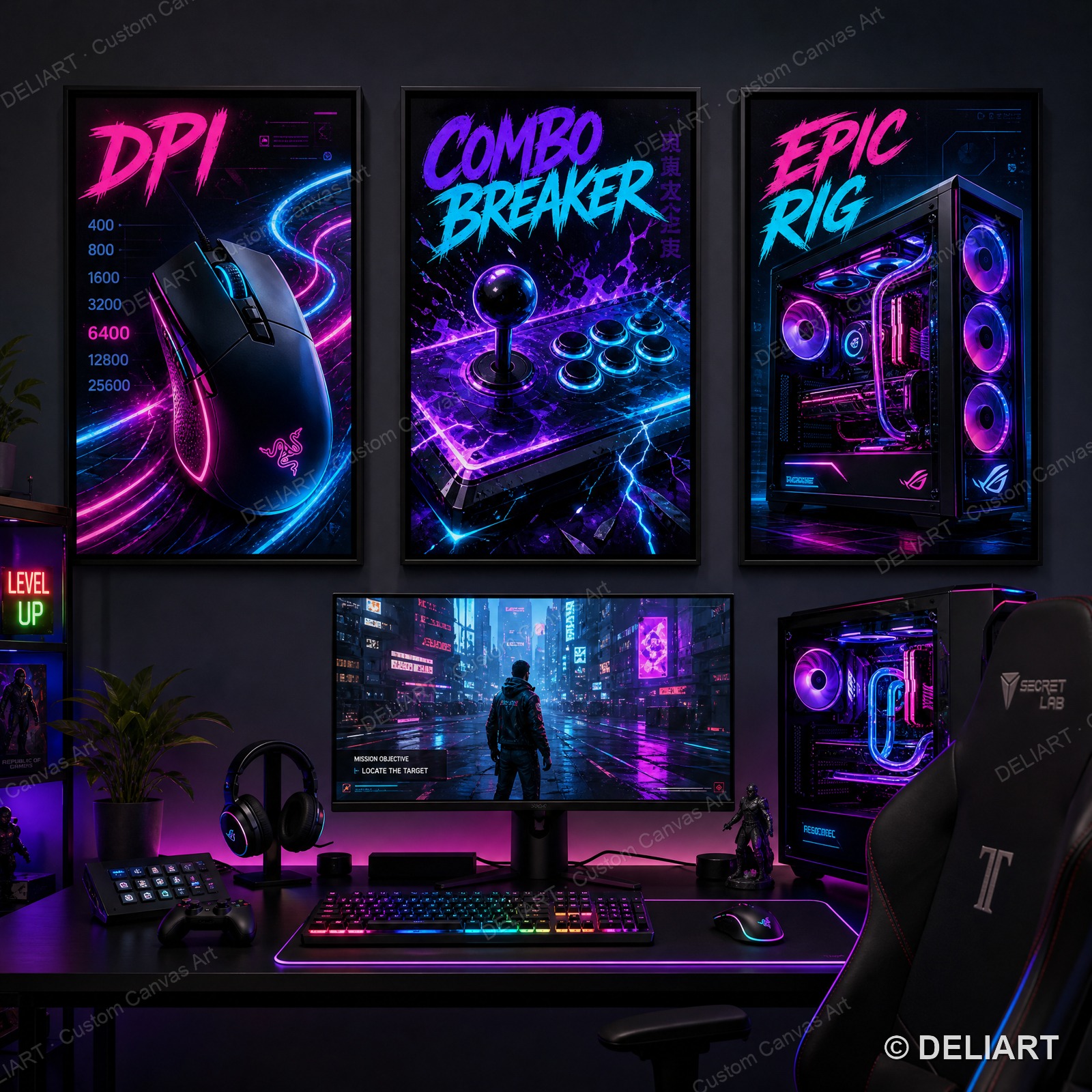 1 & 3 PCS Set Neon Gaming Post - Esports Gaming Pcs のレビューと価格