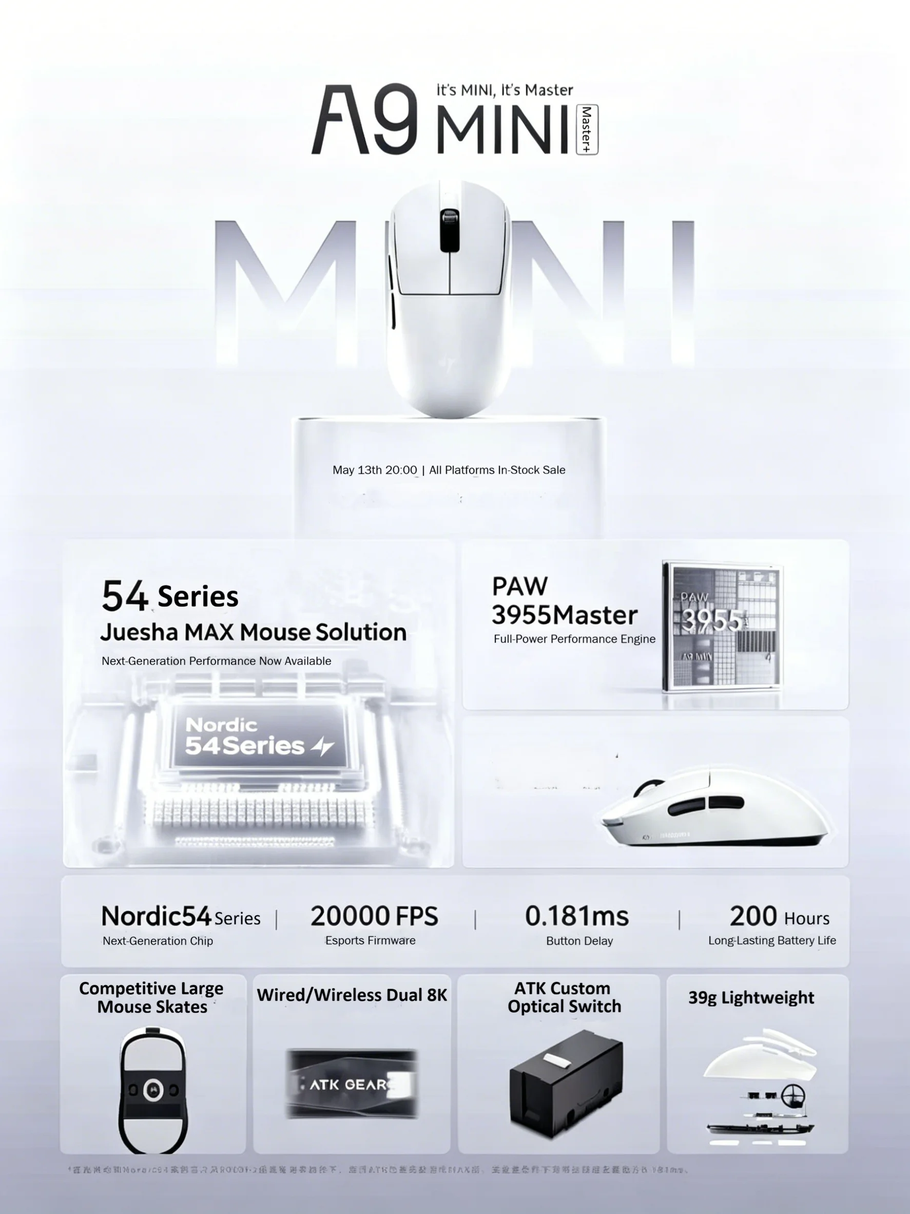 ATK A9 Mini Master Plus PAW395 - Esports Gaming Mouse Wireless のレビューと価格