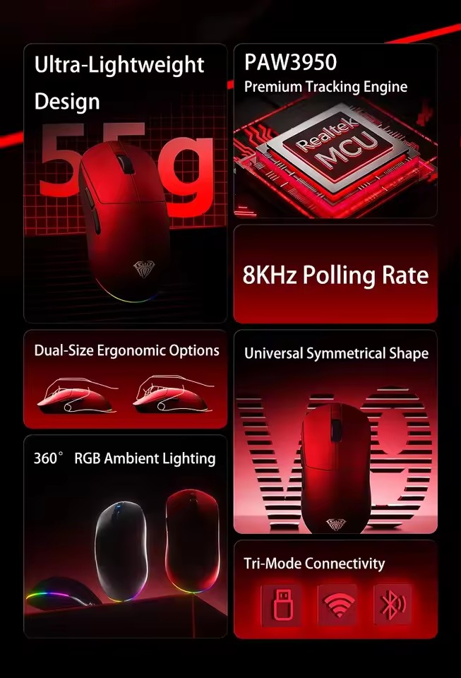 AULA V9 Ultra Wireless Mouse T - Esports Gaming Mouse Wireless のレビューと価格