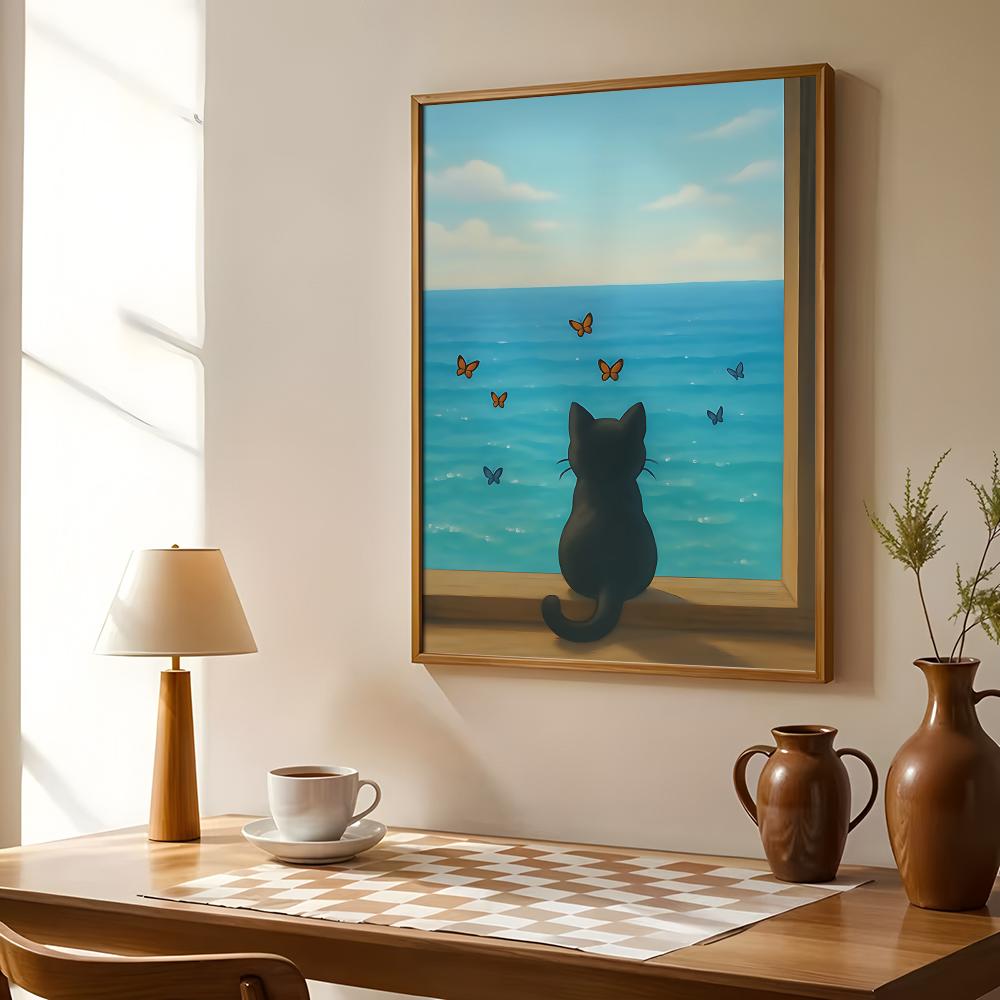 Cat on Beach Poster Wall Art R - Esports Gaming Wallpaper のレビューと価格