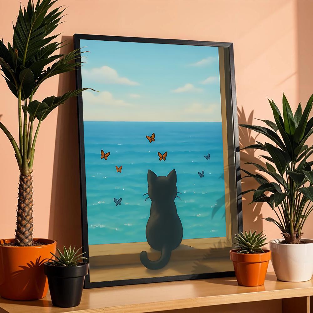 Cat on Beach Poster Wall Art R - Esports Gaming Wallpaper のレビューと価格